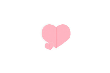 Pink paper heart shape isolated on transparent background. Valentine's Day. Red heart with shadow. Love. Illustration.