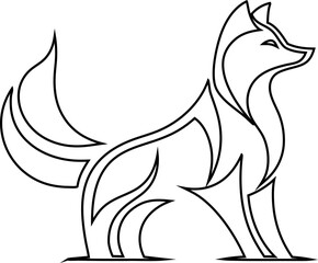 wolf, cat, fox outline icon vector logo 