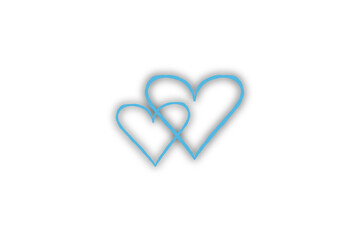 Isolated light blue paper heart shape on transparent background. Valentine's Day. Red heart with shadow. Love. Illustration.