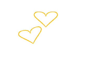 Yellow paper heart shape isolated on transparent background. Valentine's Day. Red heart with shadow. Love. Illustration.