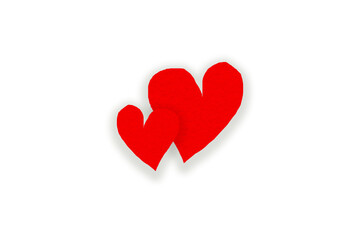 Red paper heart shape isolated on transparent background. Valentine's Day. Red heart with shadow. Love. Illustration.