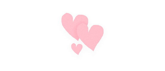 Pink paper heart shape isolated on transparent background. Valentine's Day. Red heart with shadow. Love. Illustration.