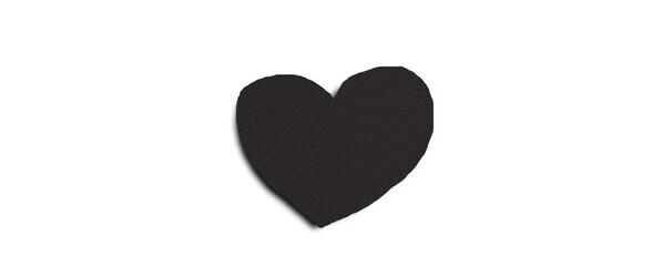 Black paper heart shape isolated on transparent background. Valentine's Day. Red heart with shadow. Love. Illustration.