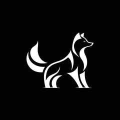 wolf, cat, fox icon vector logo on black background