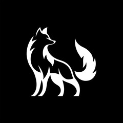 Elegant animal icon featuring a wolf, fox, in  line vector style