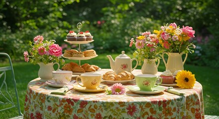 Pastel Tea Party in a Sunny Garden