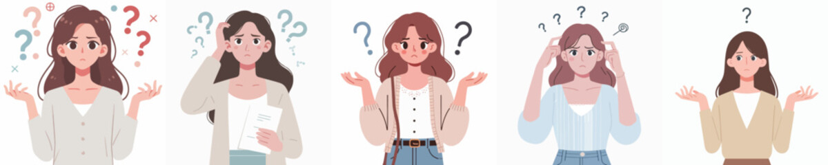 confused woman character vector