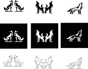 Vector logo icons  set of wolf, fox, and jackal are ideal for branding or labels.