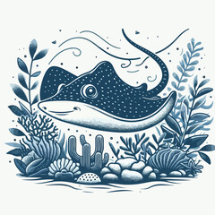 Obraz premium stingray fish vector image