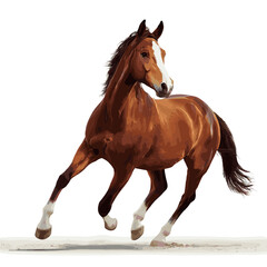 Naklejka premium 元気に駆ける茶色の馬のアイコン、ベクターイラスト