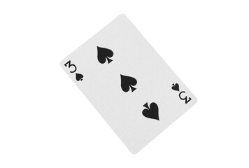 Three of Spades Playing Card on Green Table