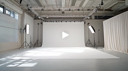 Obraz premium Studio, photoshoot, backdrop, lights, industrial, space, video, production, white, background