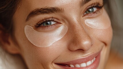 Woman relaxing with under-eye treatment patches