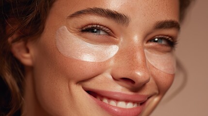 Woman relaxing with under-eye treatment patches