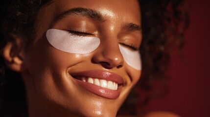 Woman relaxing with under-eye treatment patches