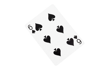 Six of Spades Playing Card on Green Table