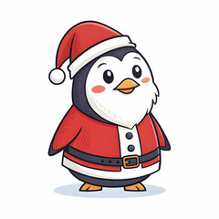 Cute animal wearing Santa Claus outfit vector illustration background isolated white 