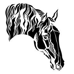 Black horse head in profile isolated vector illustration