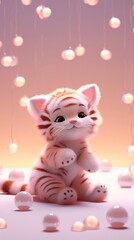 Fototapeta premium Cute tiger cartoon mammal kitten.