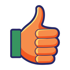 Thumbs up hand gesture graphic design element isolated on white background