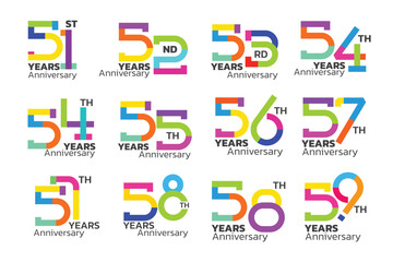 Anniversary Logo Template 51-59 bundle set