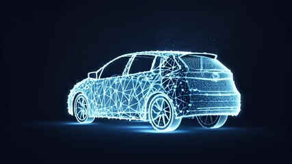Futuristic car design with digital wireframe representation - Powered by Adobe
