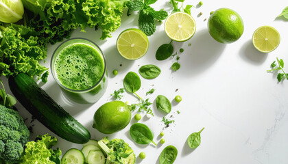 A colorful variety of fresh vegetables and fruits displayed together for a refreshing detox drink