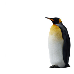 Obraz premium A majestic emperor penguin stands elegantly, showcasing its vibrant colors against a minimalistic white background.