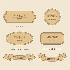 Vintage frames set Premium badge or label Decorative line elements Ribbon