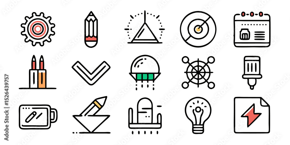 Poster high quality graphic design line icons set for professional use in branding and web design projects
