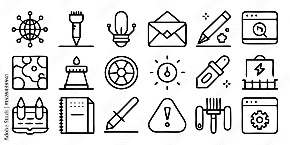 Poster high quality graphic design line icons set for professional use in branding and web design projects