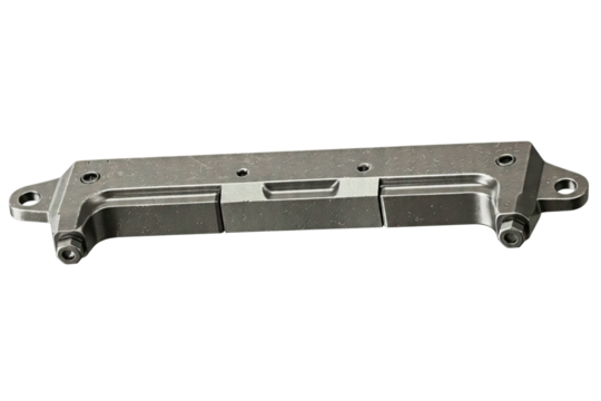 Heavy-duty metal bracket for secure structural support isolated on a transparent background