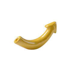A vibrant yellow ceramic piece shaped like an arrow, perfect for decorative or functional use, set against a white background for a clean aesthetic.