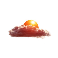 A vibrant sunset behind a pink cloud, radiating a warm glow. The scene captures the beauty of nature as day transitions to night.