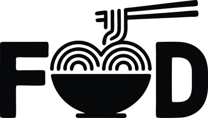 Noodle Delight  A captivating illustration showcasing delicious noodles in a bowl, symbolizing the heart of flavorful food, complete with chopsticks. 