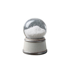 A vintage-style salt shaker with glass globe, filled with white salt, isolated on a white background, capturing the essence of dining essentials and rustic kitchen decor.