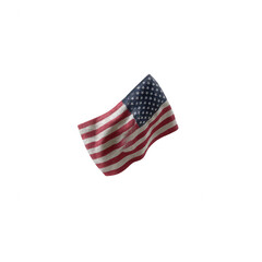 A waving American flag, symbolizing patriotism and national pride. A vibrant display of colors representing freedom and unity, with a white isolated background.