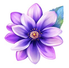 Watercolor purple flower clipart, on a white background