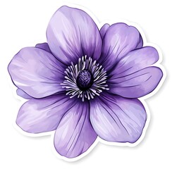 Watercolor purple flower clipart, on a white background