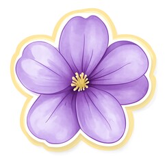 Watercolor purple flower clipart, on a white background