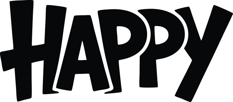 "HAPPY," typography its black letters conveying a sense of pure elation and positive emotion