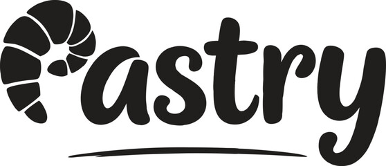 Pastry Shop Logo typography croissant silhouette integrated into the word "pastry," perfect for a bakery or pastry shop.