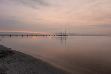 A great sunrise by the sea, with a great sky.
