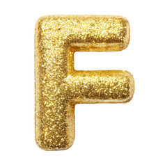Gold Glitter Letter F: Sparkling Alphabet Design Element