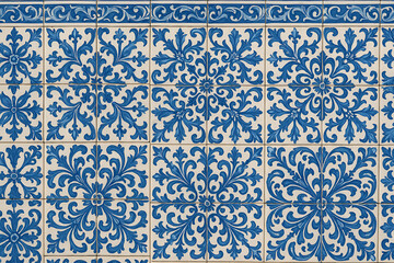 Traditional blue Portuguese Azulejo tiles background