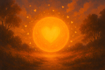 Shining sphere with the heart