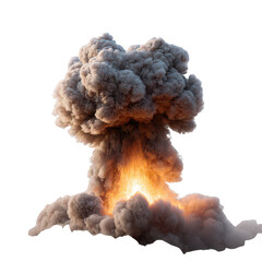 An explosive cloud of smoke and fire rising dramatically, symbolizing chaos and destruction. The image captures a powerful moment of an explosion, emphasizing its impact.
