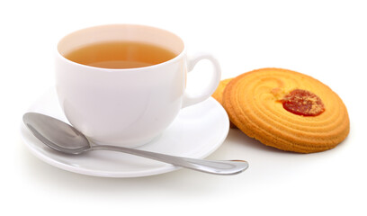 Porcelain cup of tea isolated.