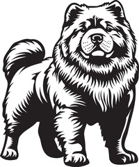 vector illustration of a standing Chow Chow dog