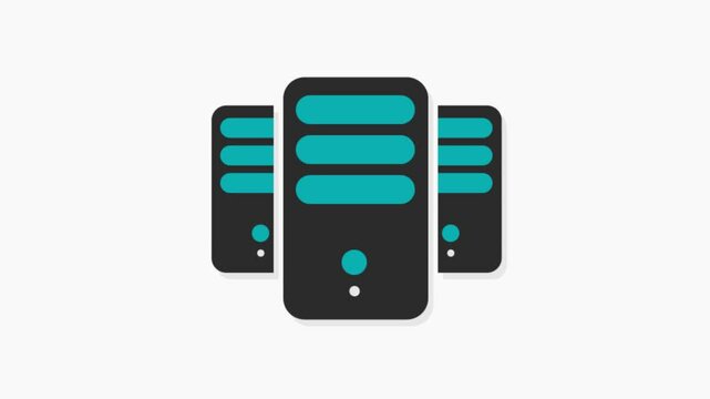 Animation of multiple servers representing a server pack or data center infrastructure, perfect for cloud hosting, IT services, and backend systems.